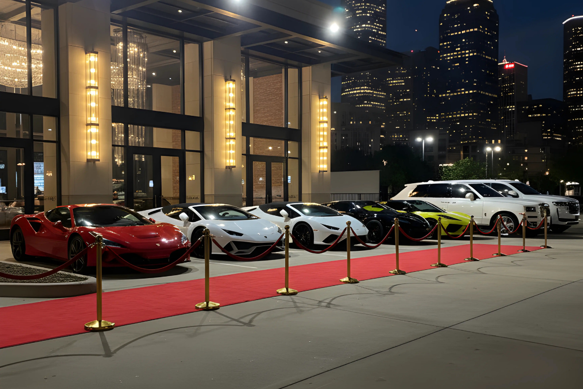 Luxury car rental Houston red carpet event