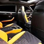 Lamborghini Urus Pearl Capsule rear seats black and orange Alcantara
